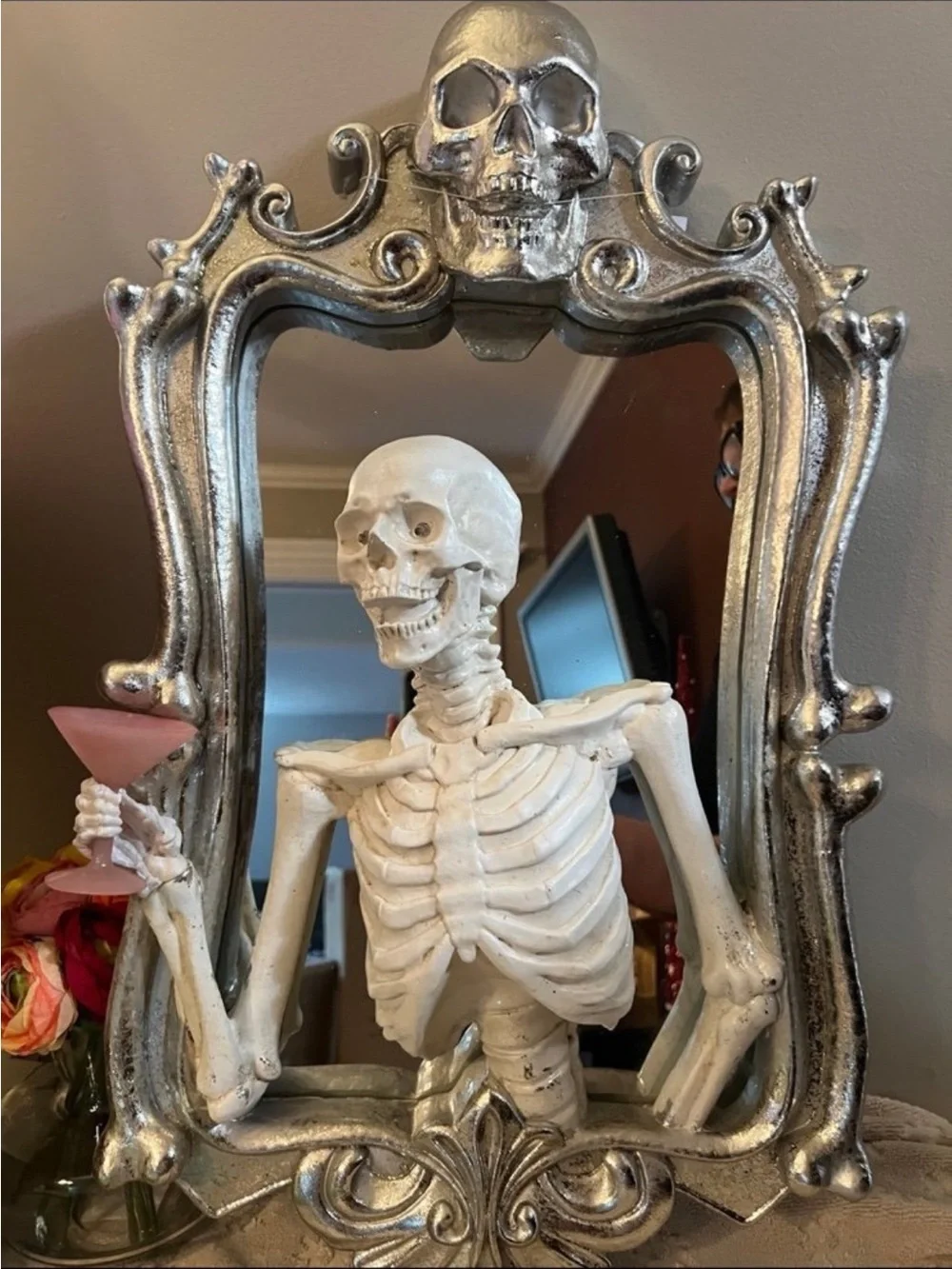 Martha Stewart Animated Skeleton Mirror with Sound Halloween Wall Décor Rare HTF